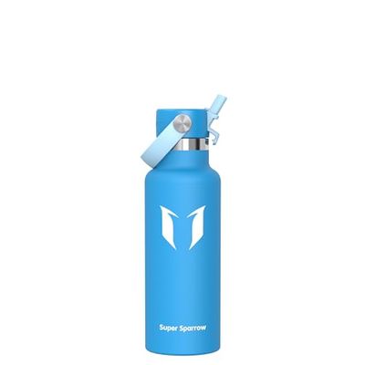 Super Sparrow Botella Agua Acero Inoxidable - Botellas Termica 500ml - Sin BPA - Termo Cantimplora con Pajita Vacío, para Deporte, Viaje, Escuela, Exterior, Oficina, Gimnasio
