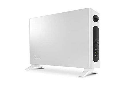 De'Longhi HSX Slim Style HSX4320E Radiateur soufflant, avec 3 niveaux de chauffage pour un chauffage rapide, thermostat numérique pour réglage de la température, minuterie 24 h, poignées de transport,