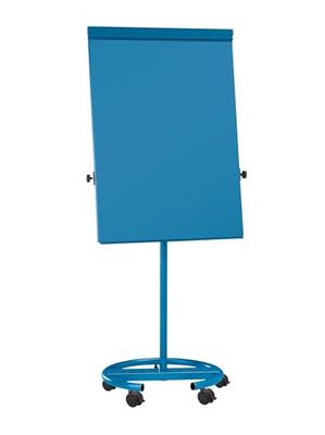 MAUL Paperboard MAULoffice 70 x 100 cm, Tableau Blanc Mobile avec Pied Rond et 5 Roulettes, Tableau Magnétique avec Bac de Rangement pour Marqueurs et Promarker, Réglable en HAuteur, Bleu