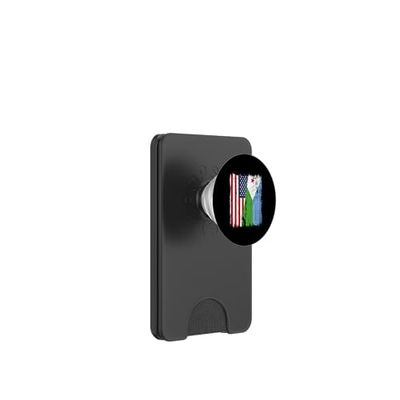 Jersey del orgullo de Djibouti de América con media bandera de Djibouti PopSockets PopWallet para MagSafe