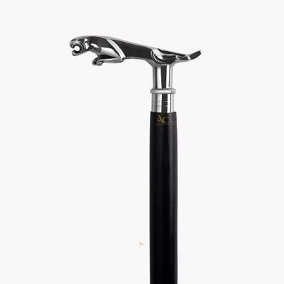 ACL Wooden Walking Stick Jaguar Handle, Elegant Walking Cane, LightWeight Vintage Prop Stick for Men and Women (Jaguar Handle Black)