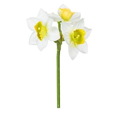 EUROCINSA Ref.76001C01 Narciso con 3 Flores Y 1 Capullo Blanco-Amarillo, Caja de 24uds, 12cm