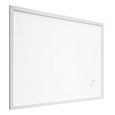 Raylu Paper® - Lavagna bianca magnetica con cornice in legno bianca, lavagna bianca cancellabile a secco, include due magneti per appendere appunti e fotografie (60 x 45 cm)