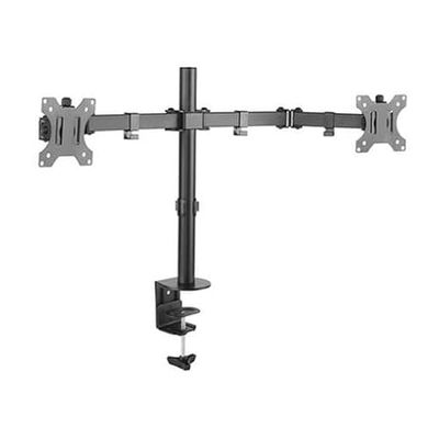 Support pour Table 2 moniteurs/TV 13"-32" inclinable et Rotatif TOOQ de Couleur Noire. Idéal pour optimiser Votre Espace et Obtenir Une expérience visuelle Confortable et Polyvalente.