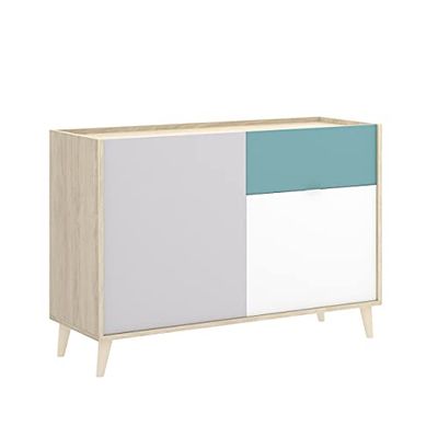 DEKIT Nova Credenza, Melammina, Naturale/Smeraldo, Esmeralda