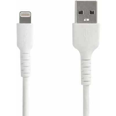 StarTech.com 2 m USB A till Lightningkabel - hållbar vit USB typ A till Lightninganslutningsladdning och synkroniseringsladdar - robust med Aramidfiber - Apple MFI-certifierad - iPad Air iPhone 11 (RUSBLTMM2M)