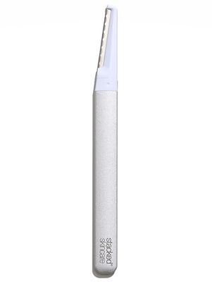 StackedSkincare Dermaplaning, strumento esfoliante per il viso, rasoio professionale per rimuovere la pelle morta e la peluria di pesca, include 1 manico in alluminio e 1 testina di rasoio (non