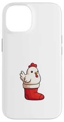 Cute chicken in a Christmas stocking Case for iPhone 14