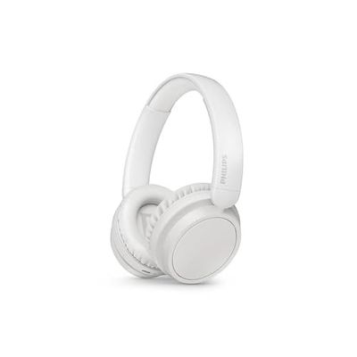 Philips TAH5209WH lichtgewicht On Ear draadloze Bluetooth Headphones met Passive Noise Isolation - 65 uur afspeeltijd, natuurlijk geluid, heldere gesprekken, Dynamic Bass, 2 uur USB-laden - Wit