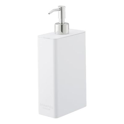 YAMAZAKI Home Shampoo modern flaskpump för dusch | plast | dispenser, ABS-harts, rostfri, polyeten, vit, en storlek