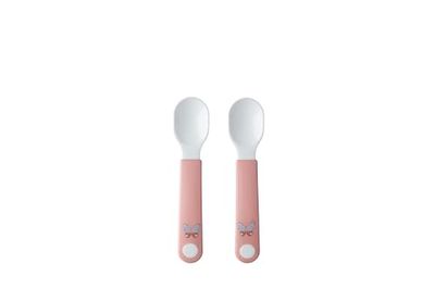 Mepal – Self-Feeding Spoon Mepal Mio – Baby Practice Spoon – Baby Utensil for Independent Eating – Dishwasher Safe & BPA-Free – Set of 2 - Flowers & Butterflies
