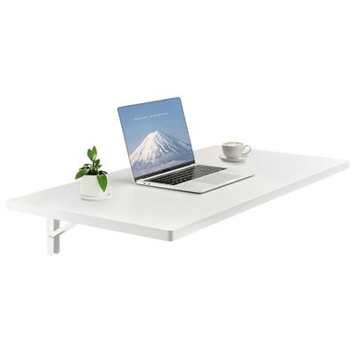 VEVOR Wandgemonteerde klaptafel, 100 cm x 50 cm wandmontage drop leaf tafel, drijvend bureau met ijzeren beugel, neerklapbaar bureau voor kleine ruimtes, thuiskantoor, eetkamer, wasruimte, keuken,