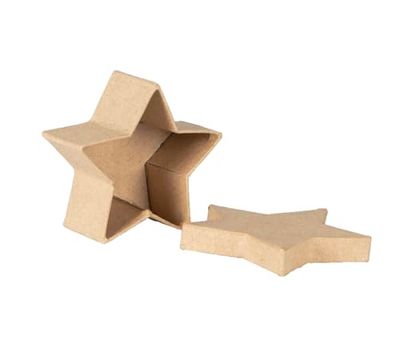 Décopatch BT085C - Un support en papier brun mâché 7x7x3cm, Mini boite étoile