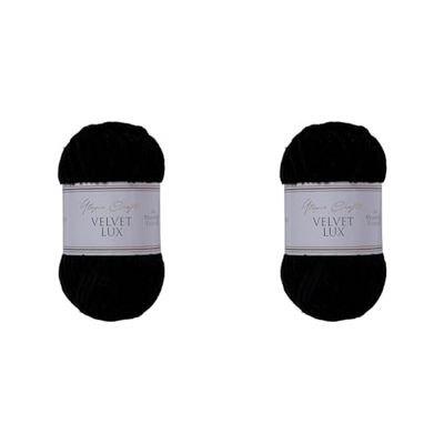 Utopia Crafts Velvet Lux Chenille Super Soft Chunky Yarn for Knitting and Crochet, 100g - 110m (Black) (Pack of 2)