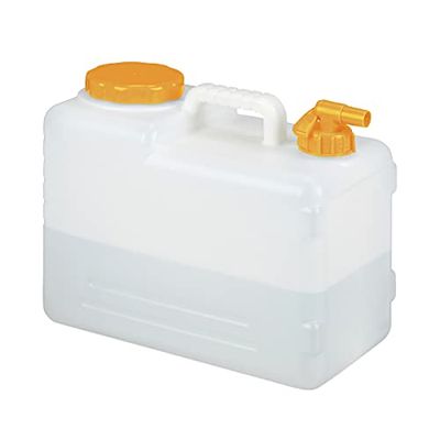 Relaxdays jerrycan met kraan, 15 liter, voor drinkwater, kunststof, bpa-vrij, met handvat, voor camping, wit/oranje