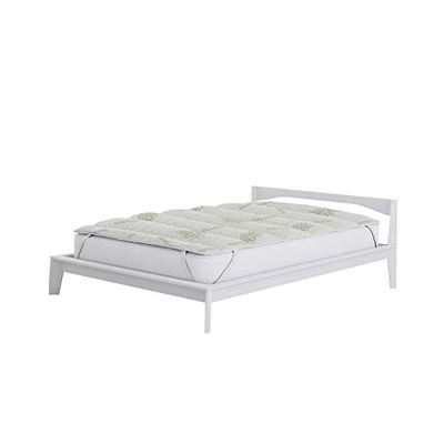 Italian Bed Linen Topper Imbottito e Trapuntato-Sottoposto al Trattamento Aloe Vera, Bianco, Piazza e Mezza 120 x 195 cm