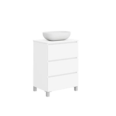 Baikal Mobile da bagno Neo, tre cassetti, mobile con gambe. Varie finiture e misure. Melamina 16 mm. Mobile montato.