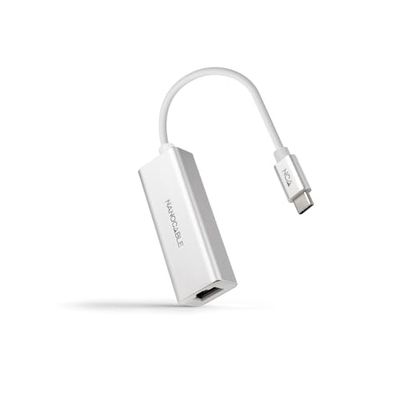 PRENDELUZ Convertisseur USB-C vers Ethernet Gigabit 15 cm, Couleur Argent, idéal pour Une Connexion réseau Rapide sur Les appareils compatibles.