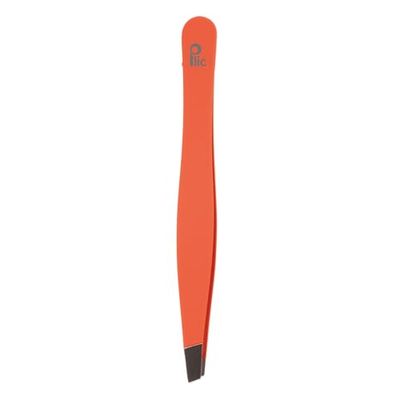 PLIC BEAUTY - Tweezers Coral Angled Tip - Precision and Comfort - Ideal for Facial and Body Hair Removal - Soft Touch Finish - Stainless Steel - Professional Accessory