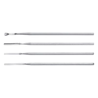 RSG Roestvrijstalen microlepel, 6-kantige handgreep, 150 mm lengte, 5 mm breedte, 5 stuks