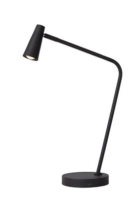 LUCIDE STIRLING – Lampada da scrivania ricaricabile – Batteria – LED 3 StepDim – 1 x 3 W 2700 K – Nero