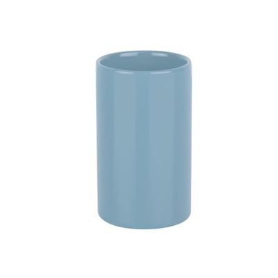 SPIRELLA Tube Collection Toothbrush Holder Diameter 7 x 11.5 cm, Stoneware Blue, 11.5 cm