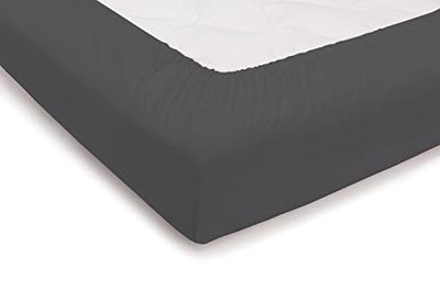 PENSIERI DELICATI Bedlaken voor tweepersoonsbed 180 x 200 cm, eenkleurig, met 25 hoeken van 100% katoen, gemaakt in Italië, kleur antraciet