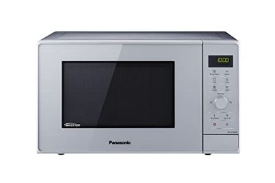 Panasonic NN-GD36HMSUG Microondas e Grill Inverter com prato giratório, vapor frigideira 23 L, aço inoxidável, 1000 W, brilho 1000 W, 17 programas automáticos, grelha, prateado