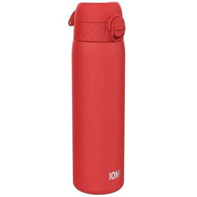 ION8 Borraccia Termica in Acciaio Isolato, 500ml, a Prova di Perdite, Facile da Aprire, Serratura Sicura, Lavabile in Lavastoviglie, Maniglia per il Trasporto, Facile Pulizia, Durevole, Rosso