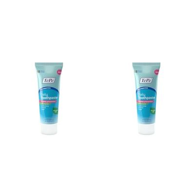 TePe Daily, dentifrice quotidien, saveur menthe douce, dentifrice quotidien doux pour prévenir les caries avec un niveau de fluor approprié à l'âge. (Lot de 2)