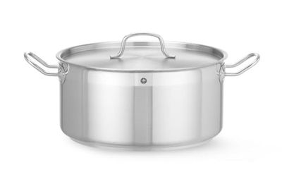 HENDI Pentola bassa, con coperchio con fori per il rilascio del vapore, calderone, casseruola, tegame, adatta a tutte le fonti di calore, lavabile in lavastoviglie, 12L, ø320x(H)150mm, acciaio inox