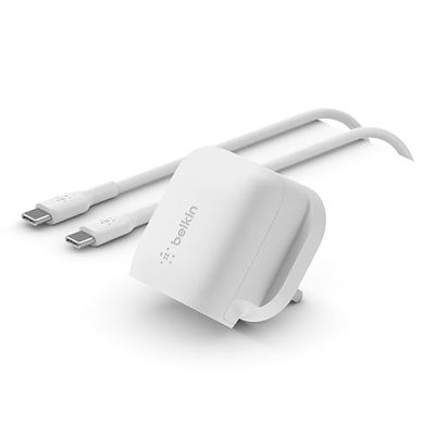 Belkin 20W USB Type C Power Delivery Wall Charger, Fast Charging Adaptor with Certified USB-C PD 3.1 PPS and Travel Sized Compact Design for iPhone 15, Pro, Max, Mini, iPad, Galaxy, Pixel and More
