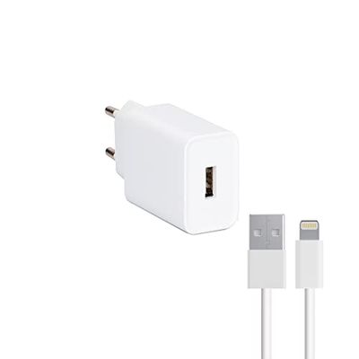 Chargeur Mural + Câble Lightning MFI 2.1A Blanc