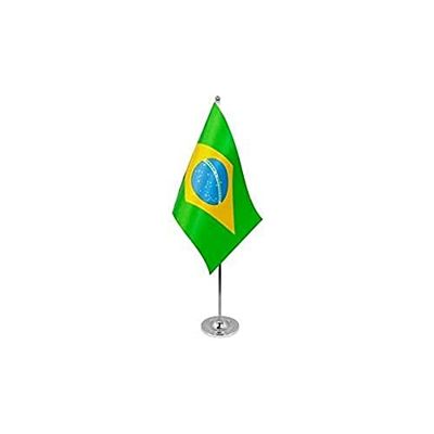 Drapeau de table prestige Brésil 22x15cm en SATIN - GRAND Drapeaux DE BUREAU brésilien 15 x 22 cm - AZ FLAG