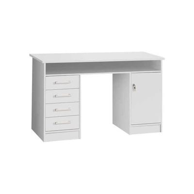 Froschkönig24 Forte Escritorio Net 106 con 4 cajones y 1 Puerta, Material de Madera, Blanco, An x Al x P, 126 x 75,8 x 55 cm