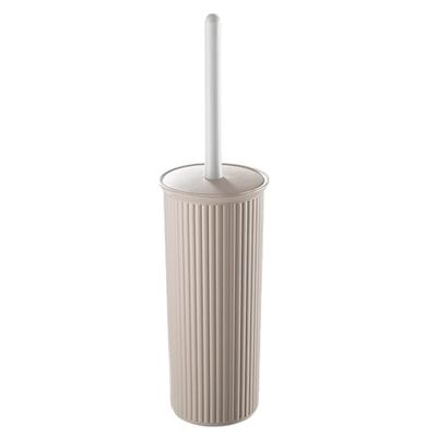 Brosse décorative en Plastique pour Cuvette de Toilette et Support, Taupe (Lot de 1) - Brosse de Nettoyage pour Salle de Bain - Design nervuré