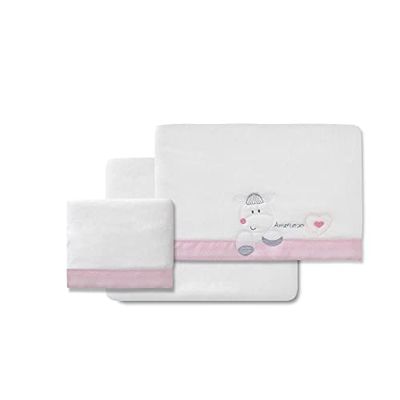 Draps Coralina Minicuna Coeur Aimant Blanc et Rose