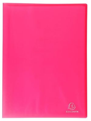 Exacompta - Ref. 85465E - Cartón de 12 protectores de documentos de cromalina, 40 fundas de cristal liso, 80 vistas, para A4, 24 x 32 cm, tapa de polipro translúcido semirrígido, color rojo