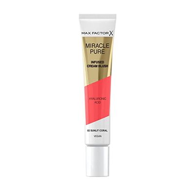 Max Factor Creamy Blush Miracle Pure - Complesso Idratante - con Acido Ialuronico & Squalane - Ultra Pigmentato - 100% Vegano, 02 Sunlit Coral