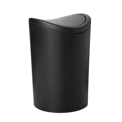 Superio Modern Bathroom Trash Can, Black