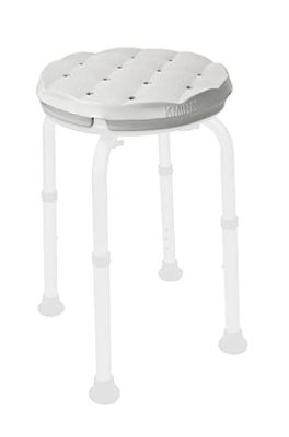 KMINA - Coussin Rond pour Tabouret de Douche (Tabouret Non Inclus), Siège de Douche, Mousse 100% Étanche, Gris - Made in Europe