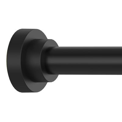 Thestoa Tringle à rideau de douche réglable de 109,2 à 198,1 cm, sans perçage, anti-rouille, antidérapante, noire pour salle de bain