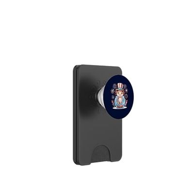 4 de julio Lindos fuegos artificiales patrióticos de la independencia de axolotl PopSockets PopWallet para MagSafe