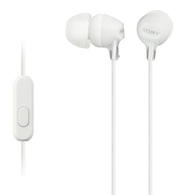 Sony MDR-EX15AP - Cuffie in-ear con microfono, Auricolari in silicone, Bianco