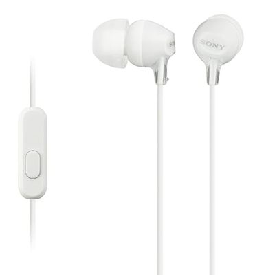 Sony MDR-EX15AP - Cuffie in-ear con microfono, Auricolari in silicone, Bianco