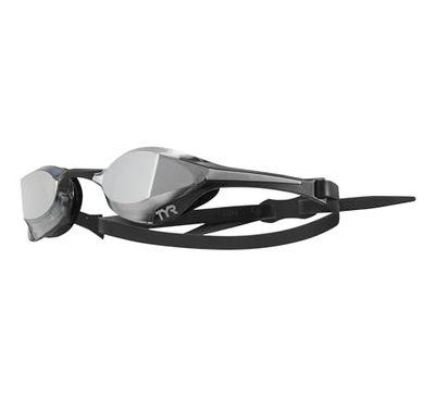 TYR Goggle Tracer X Elite Racing Lunettes de Natation Effet Miroir Mixte, Silver/Black Mirrored, Taille Unique