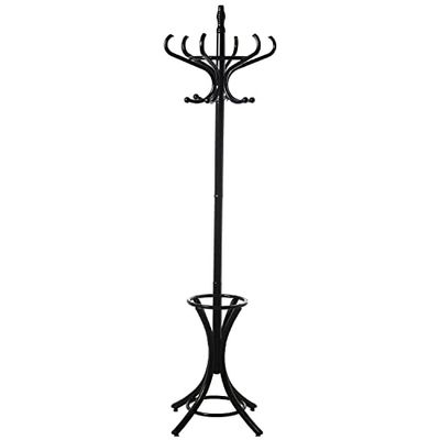 DRW Perchero de pie de Madera en Negro 53x186cm