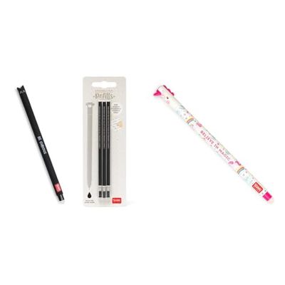 LEGAMI - Stylo gel effaçable, avec bille sur l'extrémité pour effacer l'encre & Stylo gel effaçable, bille sur l'extrémité pour enlever l'encre sans consommer la feuille