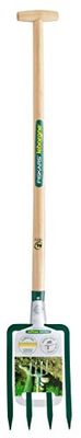 Fiskars 432299 - Horca (para cavar, casquillo, 4 dientes, 30 cm, con mango, muleta convexa)