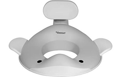 Kindsgut Kindertoiletbril Walvis voor kinderen, schattig walvisdesign, verkrijgbaar in moderne kleuren, vrij van schadelijke stoffen en kindvriendelijk, lichtgrijs